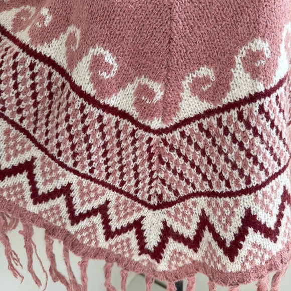 Max Studio Knit Poncho Boho Folk Retro Festival Artisan O/S - Picture 5 of 11